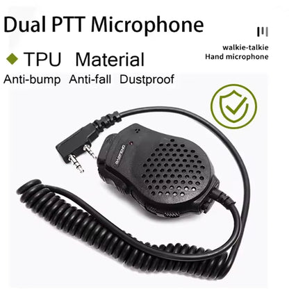 Baofeng Microphone UV-82 Dual PTT Speaker Shoulder Mic Tangent Headset For DM-1701 UVK5 UVK6 UV17 Pro UV5RH UV-18i Walkie Talkie