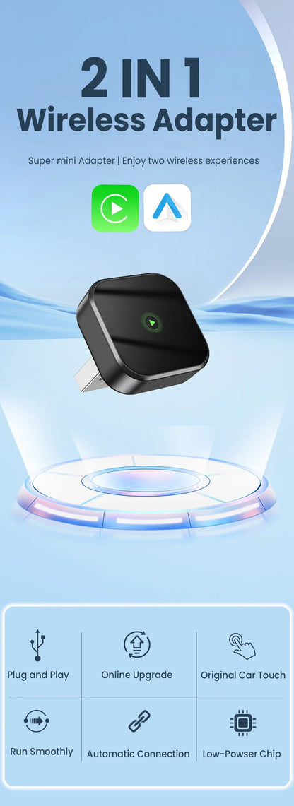 CarRocket 2in1 Wireless CarPlay Dongle Android Auto Adapter AI Smart Box Car Intelligent Systems for Car with Wired CarPlay
