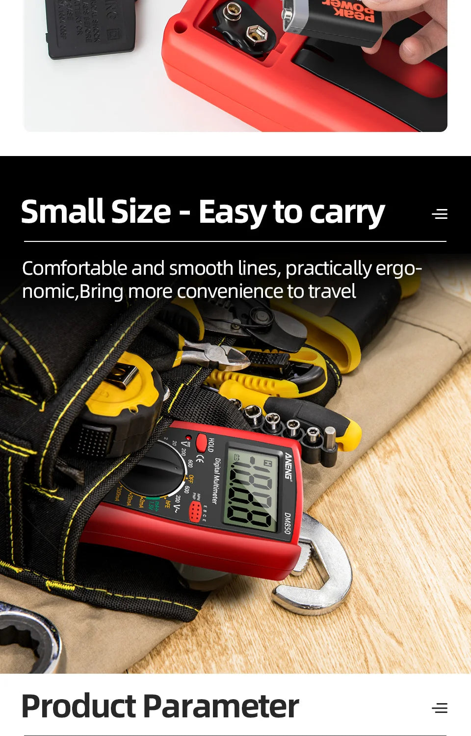 ANENG DM850 Automatic Digital Multimeter Professional Multimetro AC/DC Votage Tester 1999 Counts Ohm Ammeter Car Electric Tools