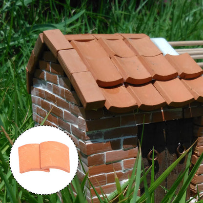 70pcs Mini Roof Tiles Miniature Simulated Roof Tiles Models Pottery Clay Roof Tiles DIY Miniature House Props 1.7x1.6cm