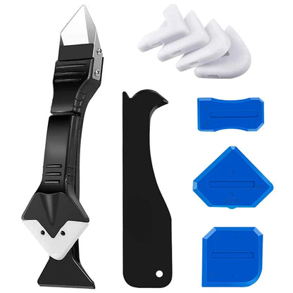 5In1 Silicone Scraper Caulk Tools Glass Glue Angle Scraper Stainless Steelhead Finisher Sealant Scraper Remove Scraper Grout Ki