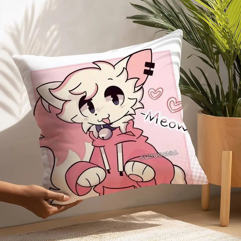 B-Boykisser Silly Cat Cute Pillow Case Plush Fabric Soft  Pillowcase Double Sided Print Cushion Cover Household Gifts