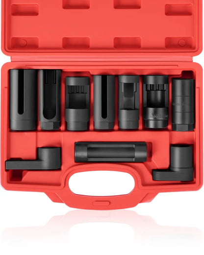 Universal Oxygen Sensor Socket Set O2 Lambda Sensor Removal Tool Kit Automotive Wrench Remover Installer Multi Size Box Tool