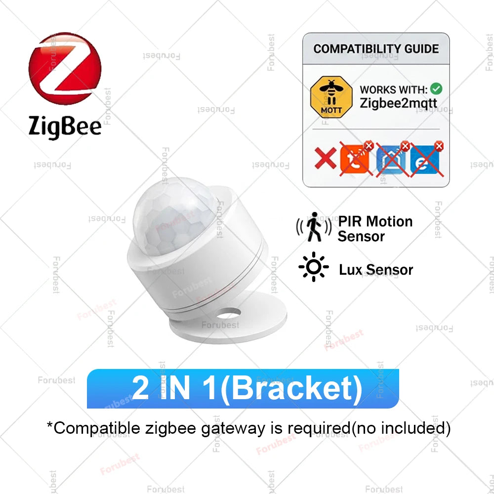 Zigbee 3.0 Smart PIR Motion Sensor Human Body Movement Detector with Illuminance&Vibration Sensor For Home Assistant Zigbee2MQTT