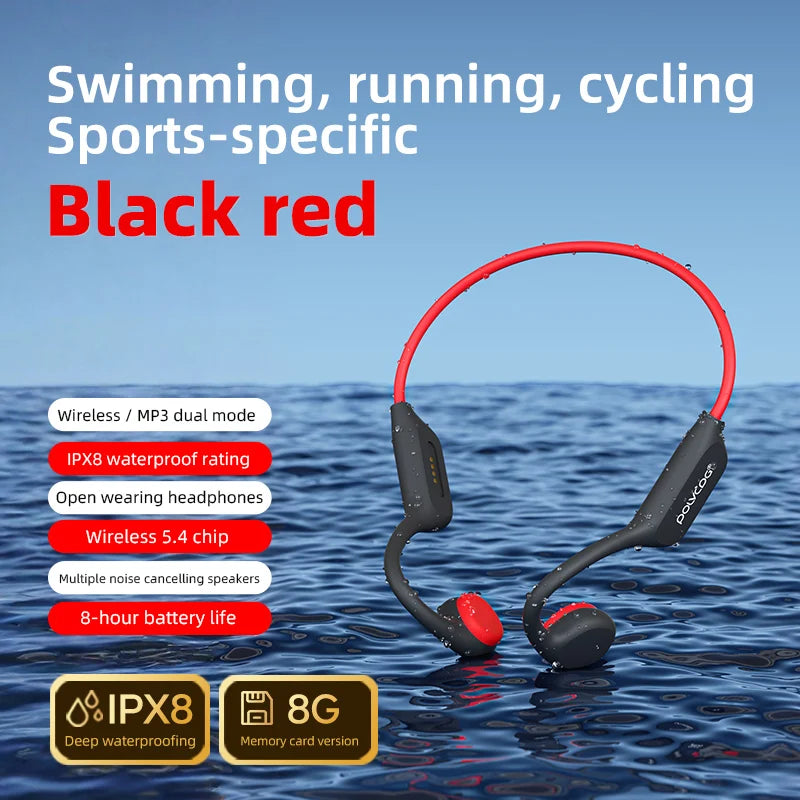 POLVCDG Bone Conduction Headset X7 IPX8 32GB Bluetooth 5.3 Wireless Headset with microphone Waterproof Swim 2023 New