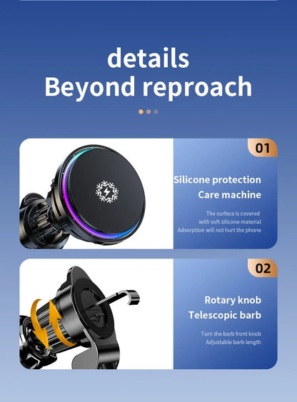 Ice Cooling Magnetic Wireless Car Charger Fast Charging Station for iPhone15 14 13 12 Pro Max 15W Magnet Car Phone Holder Stand