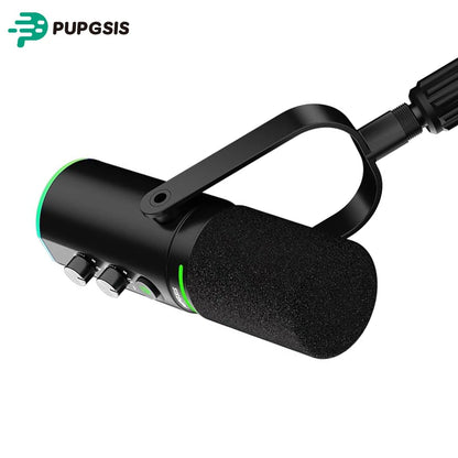 PUPGSIS D1 Dynamic Microphone, XLR/USB Podcast Recording PC Microphone for Vocal Voice-Over Streaming, Studio Mic with Mute Key