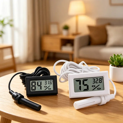 Embedded Digital Thermometer Hygrometer with External Wire Probe High Precision Electronic Humidity Temperature Meter Greenhouse