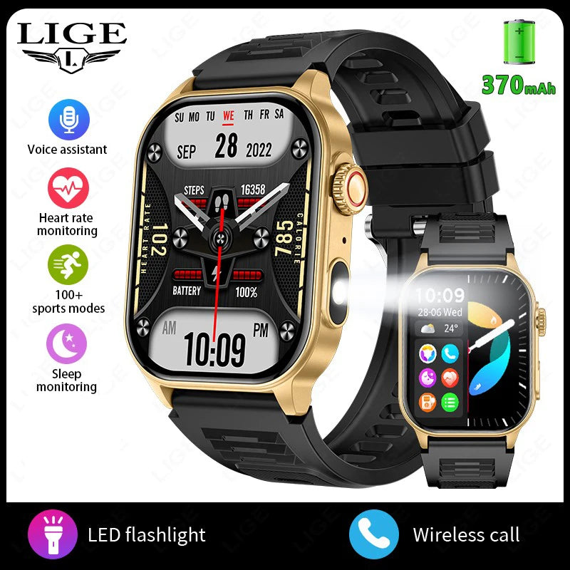 LIGE 2.01" HD Wyświetlacz Smartwatch dla Mężczyzn Kobiet Monitor Zdrowia Zegarki Sportowe Fitness AI Głos Rozmowy Bluetooth Męski Smartwatch Nowość