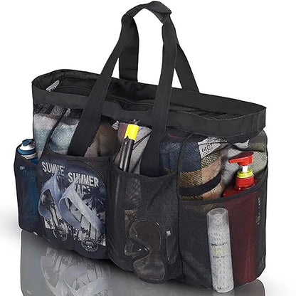 Extra Large Mesh Beach Bag with Multiple Pockets Outdoor Sprots Gym Swimming Storage Bag Travel Picnic Tote Bag