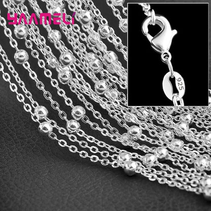 Authentic 5PCS Solid 925 Sterling Silver Jewelry Chains Necklace with Lobster Clasps fit Men Women Pendant 18 Designs 16-30 Inch