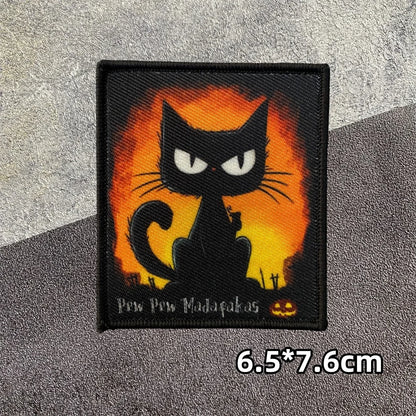 PEW PEW Madafakas Gun Tactical Morale Badge Patch Black Cat It's Fine Armband Fabric Patches Funny Hook & Loop  Backpack Emblems