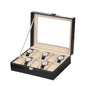 6/10/12Slots Gray Watch Boxes Watch Case with Large Glass Lid, Removable Watch Pillows, Watch Box Organizer, Gift for Loved Ones
