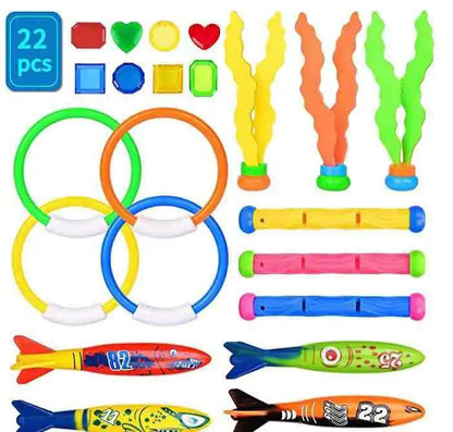 Swimming Diving Toys Set for Kids Children's Pool Treasure Hunt Games Diving Torpedo Water Ring Diamond Water Suit Toys Gift