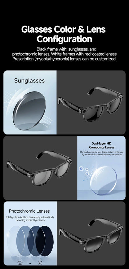 Smart Glasses With 800W Intelligent Translation Al Voice Wake-up Intelligent Q&A Interaction Call Noise Reduction EIS Anti Shake