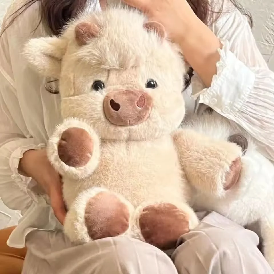 Adorable Highland Cattle Plush Toy - Huggable Running Cow Stuffed Animal Made with Premium Soft Fabric, Soothing Companion