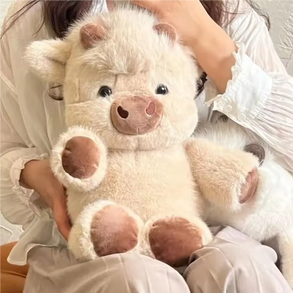 Adorable Highland Cattle Plush Toy - Huggable Running Cow Stuffed Animal Made with Premium Soft Fabric, Soothing Companion