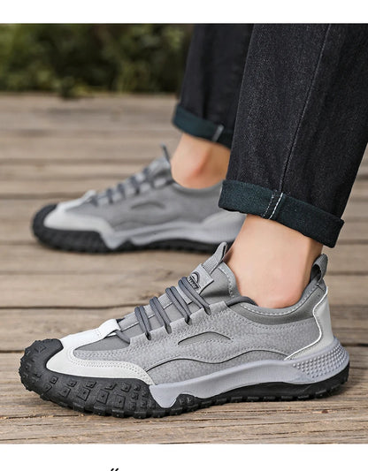 Men's Beige Breathable Sports Board Shoes Autumn 2026 Fashionable Versatile Thick Sole Canvas Lace-Up Casual Running Shoes