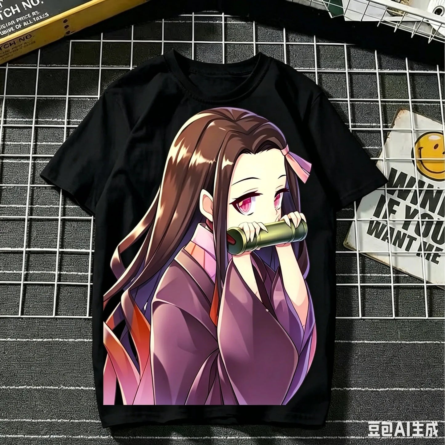 2026 Summer Demon Slayer Nezuko Cherry Blossom Butterfly Print Cotton T-Shirt Adult Kids Casual Loose Breathable Anime Tops Y2k
