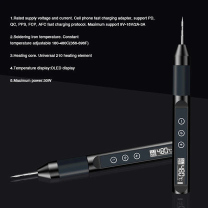 X210 Digital USB Soldering Iron Temperature Adjustable Smart Electric 30W Fast Heat Portable Welding Station Original Kit repair