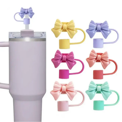 New Cute Bow Straw Cap Covers Silicone Straw Toppers Cap For Stanley Cups Accessories Straw Dust Cap For 10mm Diameter Straws