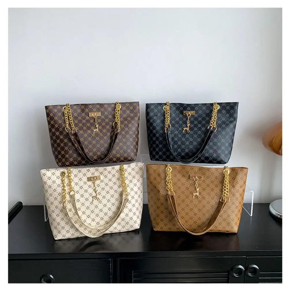 Women Luxury Design Tote Bag Large Capacity Handbag Printing Shoulder Bag Trendy New Shopping Bag Purse