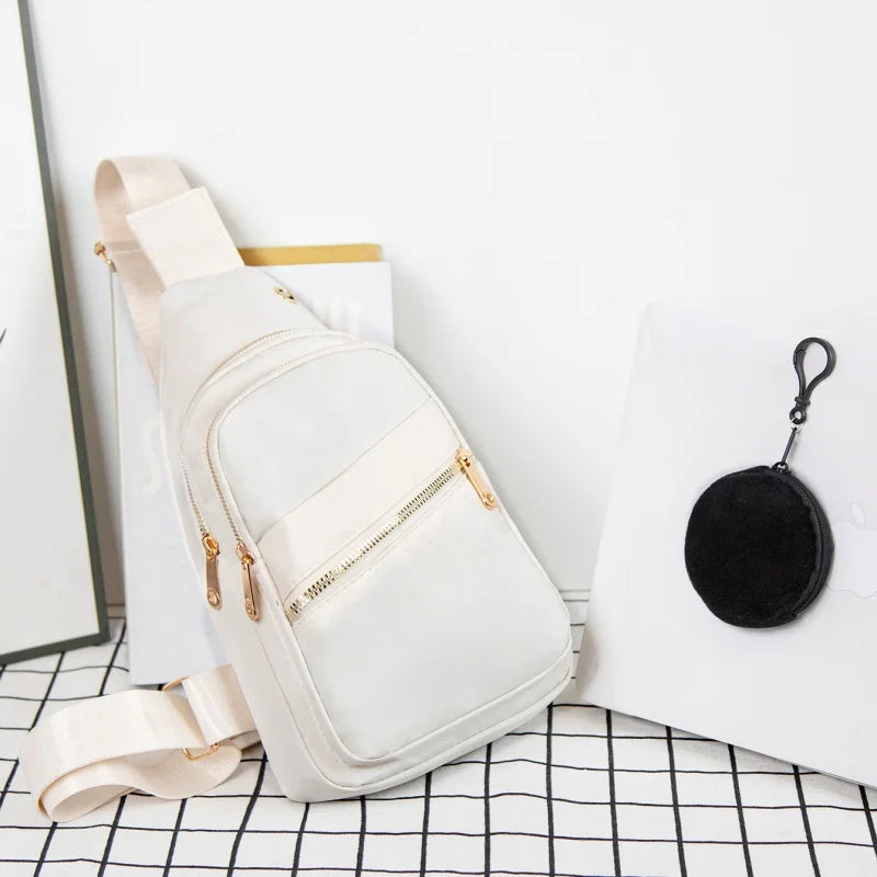 Women's Crossbody Bag New Korean Simple Women's Chest Bag Large Capacity Women's Outdoor Casual Embroidery Quilt Single Shoulder