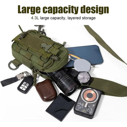 Outdoor Water Bottle Waist Bag Phone Crossbody Storage Pouch Camping Cycling Chest Bag Multifunctional Tactical Chest Bag Men's