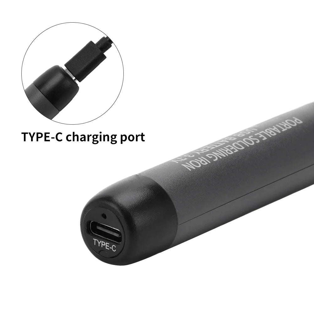 Wireless USB Soldering Iron Kit Replaceable C200S Tip 5-Gear 260-420℃ Auto Sleep Mode 1000mAh Type-C Rechargeable Welding Tool