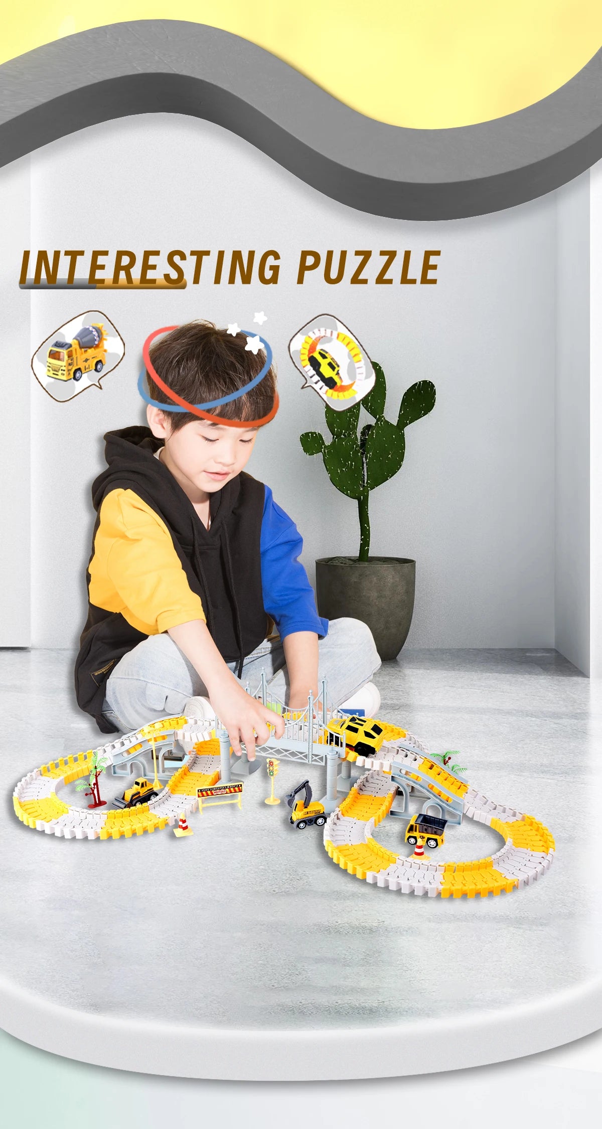 Kids Electric Track Toy Engineering Minin Car Set Puzzle Boy Toys Track Car Train Toys For Children Birthday Gifts