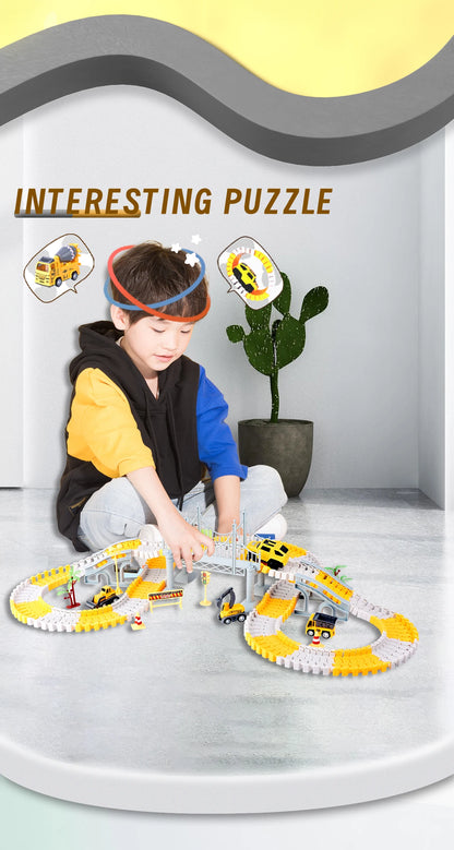 Kids Electric Track Toy Engineering Minin Car Set Puzzle Boy Toys Track Car Train Toys For Children Birthday Gifts
