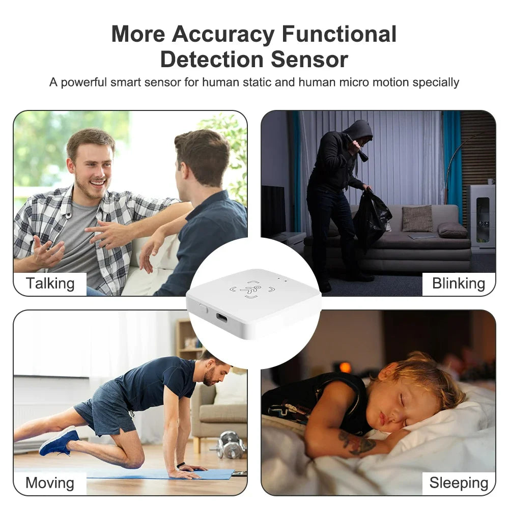 Tuya WiFi Zigbee 24G Mmwave Radar Presence Sensor Human Detector Motion/Static Detection Home Security Alarm For SmartLife Alexa