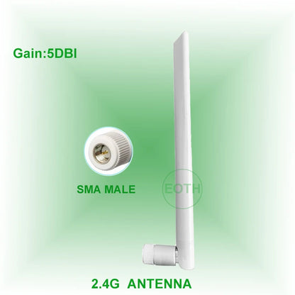 Eoth 5pcs 2.4GHZ rubber antenne Gain 5dbi SMA male px4 to SMA female extension cable for zigbee router meshtastic network largo