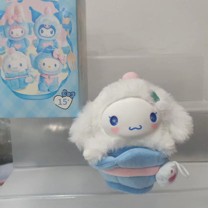 Sanrio Family Fox Island & Blue Flutter Series Vinyl Plush Blind Box Cute Cartoon Hello Kitty Kuromi Pendants Girl Bag Toy Gifts