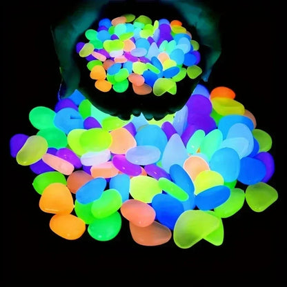 100-500pcs Glowing Garden Pebbles Glow in the Dark Non Toxic Reusable Luminous Stones For Garden Patio Aquarium DIY Decoration