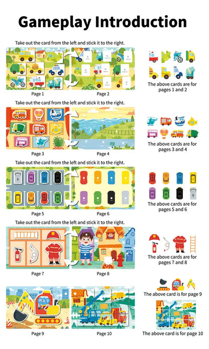 Busy Book for Kids Quiet Book Sticker Montessori Early Educational Toy Toddlers Matching Puzzles Game Baby Learning Toys Gifts