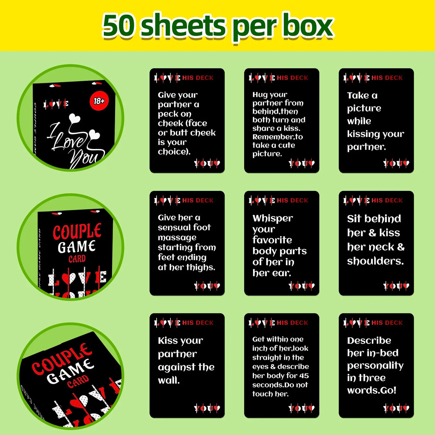 1Deck Couple Game Card - Challenge Cards for Couples, Night Date Bedroom Leisure Entertainment Game Card