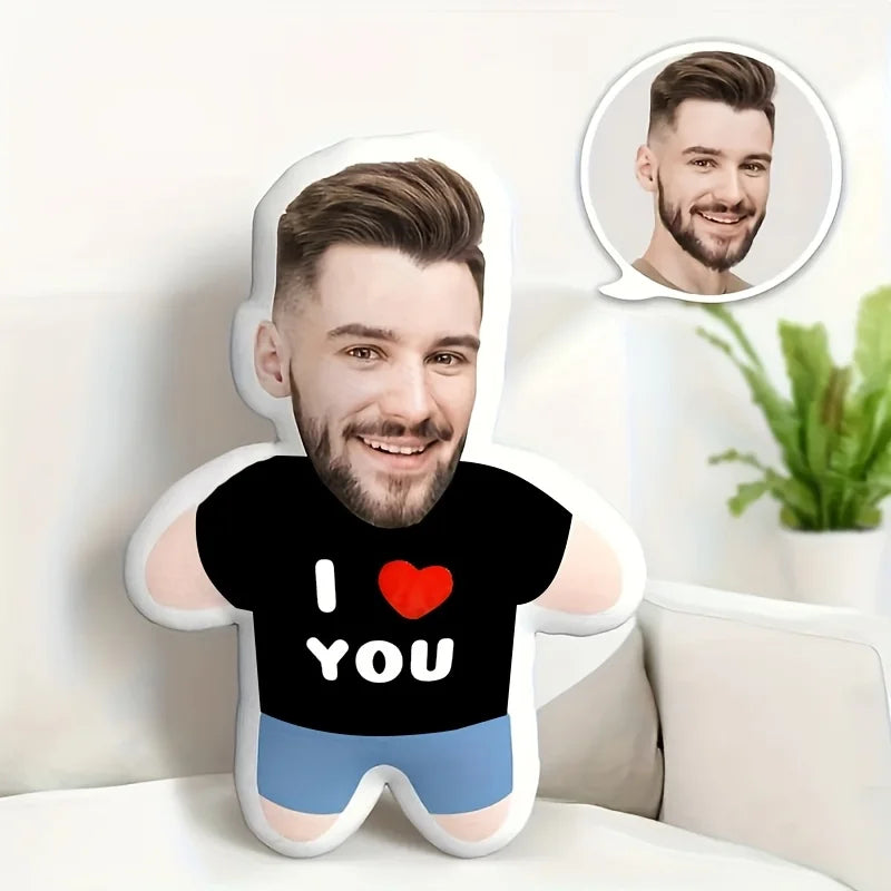 Newly designed personalized photo pillow with face and body design, perfect gift for couples, boyfriends, girlfriends