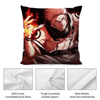 J-Jujutsu Kaisen Ryomen SukunaS Pillow Case Short Plush Pillow Covers Sofa Decor Gift Home Double-sided Printing Cushion Cover