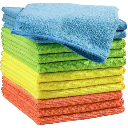 20 Pcs WOOJACK Microfiber Cleaning Cloth - Reusable Cleaning Rag, Fast Drying Cleaning Towels,12"X12", Green/Blue/Yellow/Pink