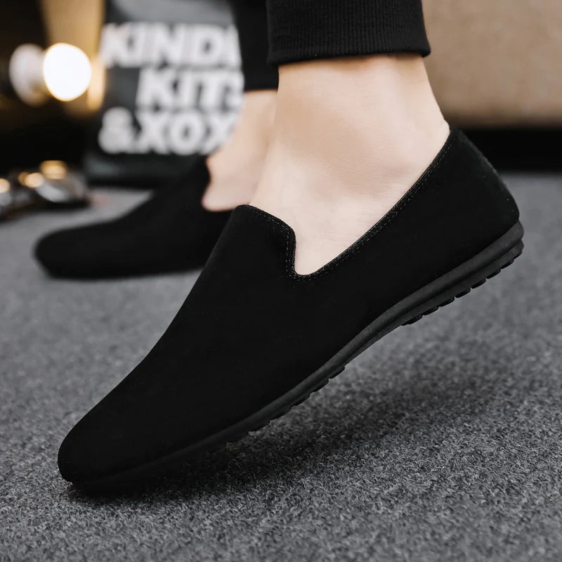 Hot Sale Black Loafers Men Summer Flat Shoes Comfortable Lightweight Men's Casual Shoes Non-slip Slip-on Shoes Man Lazy Shoes