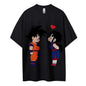 2026 Summer Dragon Ball Goku & Chichi Cute Couple Print Oversized Crew Neck T-Shirt 100% Cotton Casual Tops for Men Women Kids