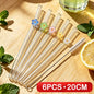 6PCS Reusable Drinking Straws Cute Flower Glass Straws with Cleaning Brush for Coffee Lover Smoothies Frozen Drinks Tea Juice