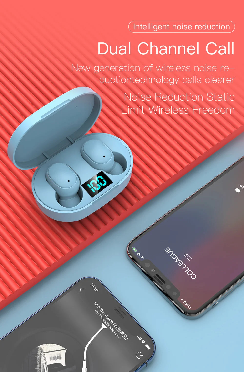 E6S Bluetooth 5.3 TWS Earbuds Noise Cancelling Wireless Headphones, HD Mic, Deep Bass, One-Step Pairing for Gaming & Calls