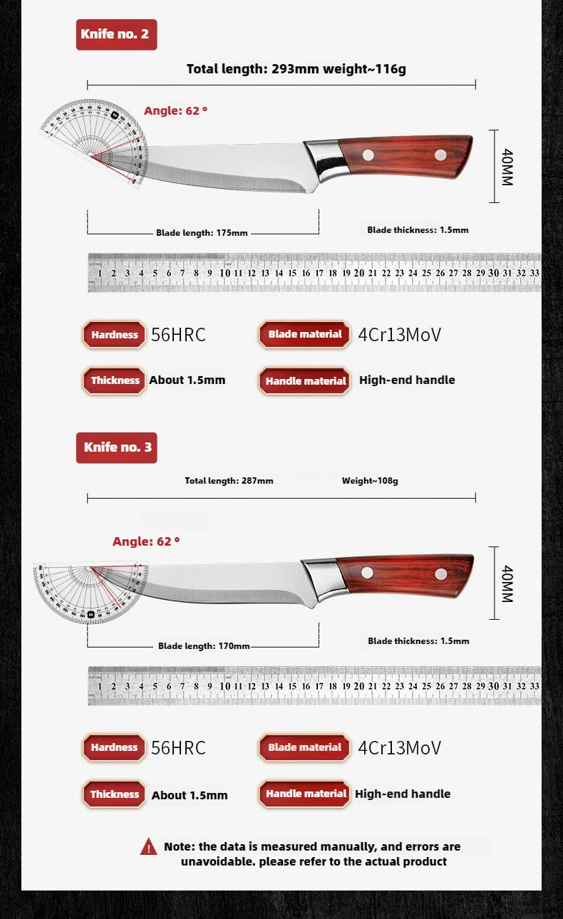 Stainless Steel Cow and Sheep Cutting Knife, Pig Specific Bone Cutting Knife, Pointed Knife, Meat Cutting Kitchen Knife.