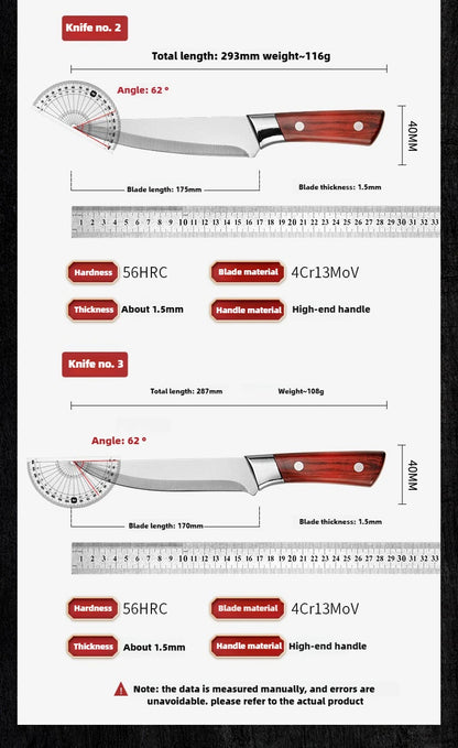 Stainless Steel Cow and Sheep Cutting Knife, Pig Specific Bone Cutting Knife, Pointed Knife, Meat Cutting Kitchen Knife.