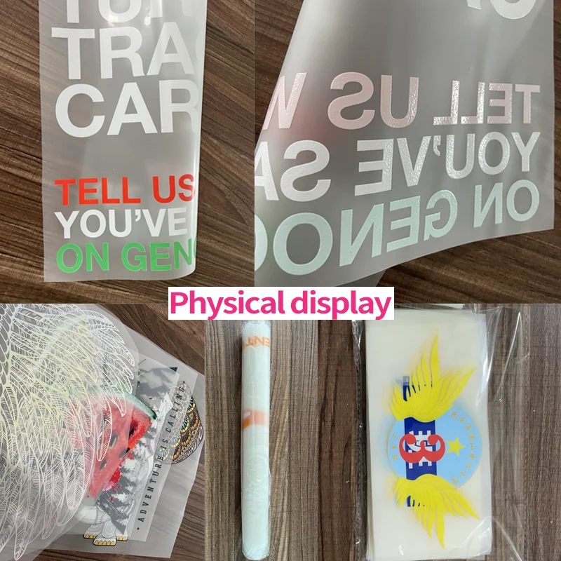 Custom Logo or Picture Iron On Heat transfer Stickers For Clothing DIY Washable T-Shirts Thermal Patch DTF Colorful Vinyl