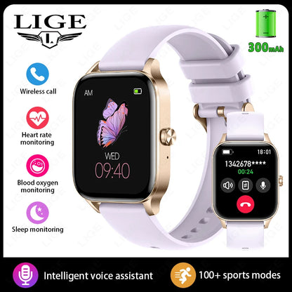 LIGE Smart Watch Answer/Make Call 1.85" Smartwatch for Android iOS Heart Rate Sleep Monitor Pedometer Waterproof Fitness Watches
