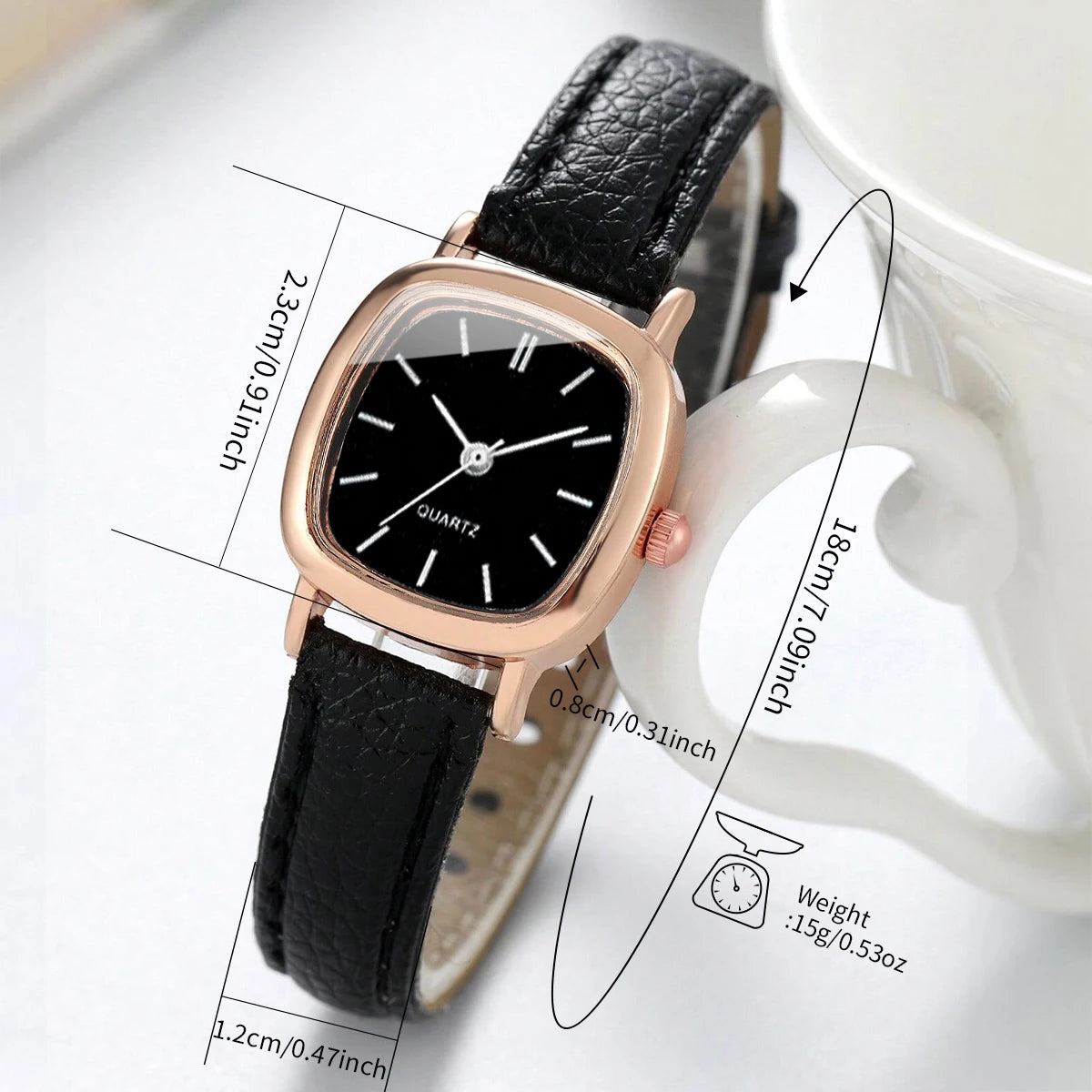 Fashion Minimalism Women Watches Small Square Dial Leather Strap Quartz Watch for Girls Clock（Without Box）
