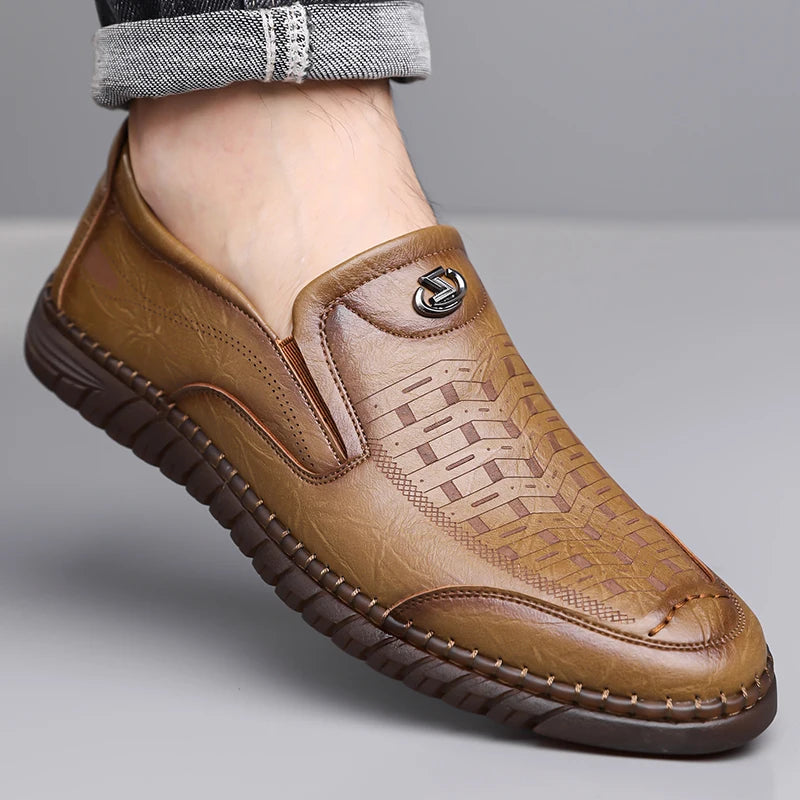 Men's Non-slip Slip-On Loafers, Comfortable Soft Sole Business Casual Shoes, Breathable for Outdoor & Driving-XH502